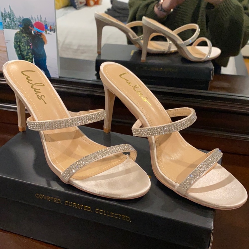 Lulu’s Ivory Satin Heels